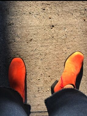 Camper Orange Suede Ankle Boots